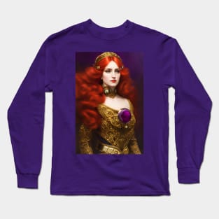 Robotic Futuristic Empress With Amethyst Heart Long Sleeve T-Shirt